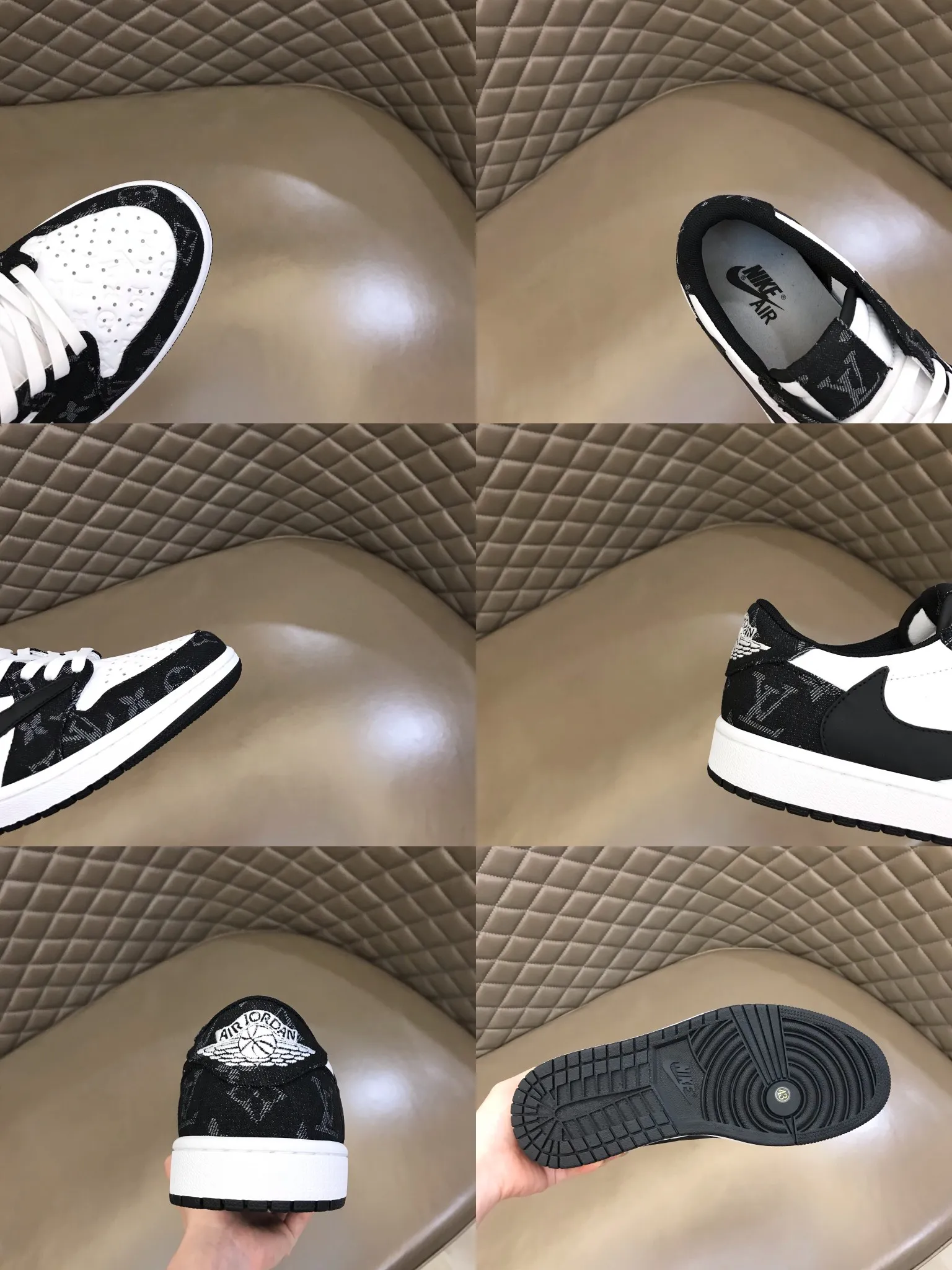 Men's shoes 💰p440 "*OUIS *UITTO* Nike" new original drawer box, co-branded low-top casual sneakers, this sneaker is completely made of denim canvas splicing leather, decorated with Louis Vuitton's iconic monogram and Damierl pattern with natural cowhide piping. The upper of this shoe combines LV’s most classic Monogram and Damier elements, giving it a sense of luxury and recognition! Size: 38-45